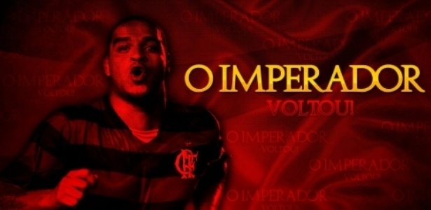 Site do Flamengo criou arte especial para anunciar o retorno do "Imperador" Adriano - Reprodução