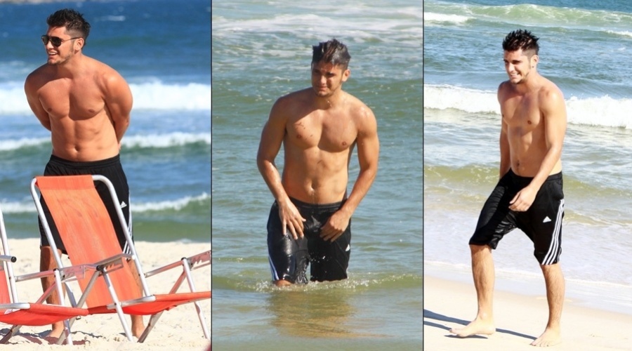 Bruno Gissoni, o Iran de "Avenida Brasil", esteve na praia da Barra da Tijuca, zona oeste do Rio (21/8/12)
