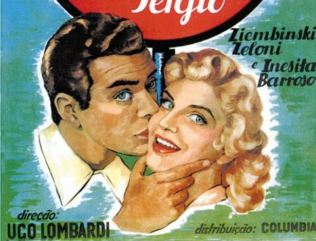 1954 - Pôster ilustrado da comédia "É Proibido Beijar", dirigida por Ugo Lombardi. Um de seus primeiros filmes no cinema - Reprodução