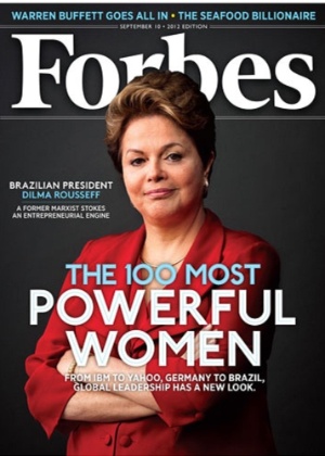 22.ago.2012 - Capa da edição de setembro da revista Forbes, com as mulheres mais poderosas do mundo, traz a presidente brasileira Dilma Rousseff