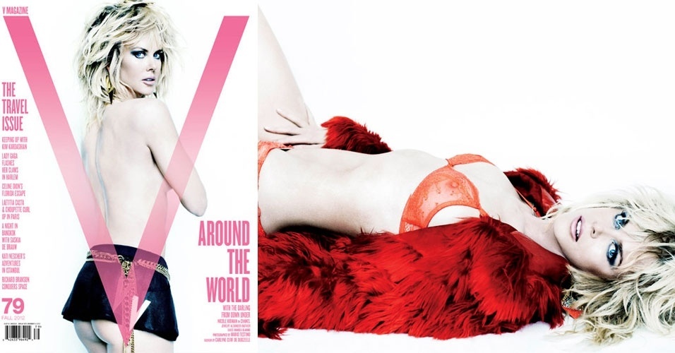 Aos 45 anos, a atriz Nicole Kidman foi fotografada por Mario Testino para a revista "V" (22/8/2012)
