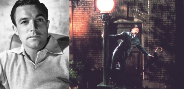 O ator Gene Kelly e a cena de "Cantando na Chuva" que o consagrou - Divulgação/Montagem