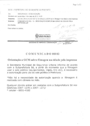 Imagem postada no Facebook reproduz documento distribuído pela Prefeitura de São Paulo - Reprodução/Facebook