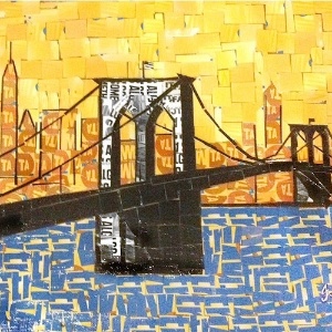 As colagens mostram ícones da cidade, como os edifícios famosos, as ruas planejadas, os principais jornais e a ponte do Brooklyn, além de celebridades (24/8/12) - Nina Boesch/www.metrocardyourself.com