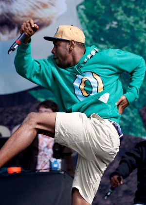 O rapper Tyler the Creator durante apresentação em festival na Inglaterra, em 2012 - Getty Images