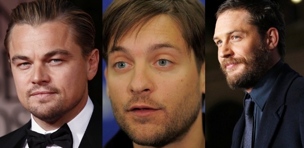 Da esquerda para a direita, os atores Leonardo DiCaprio, Tobey Maguire e Tom Hardy, que trabalham em novo filme sobre tráfico de animais - Fotomontagem/UOL