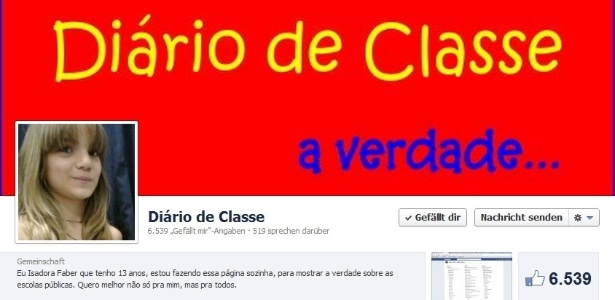 Reprodução da página "Diário de Classe", criada por estudante de 13 anos de Santa Catarina - Reprodução/Facebook