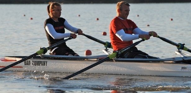 Oksana Masters e Rob Jones durante treino - USA Rowing/Divulgação