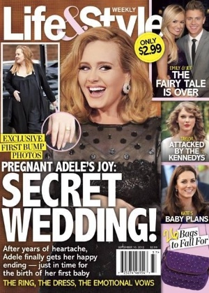 Aliança de Adele estampa a capa da revista "Life & Style"