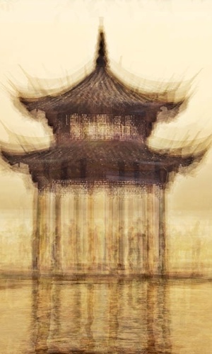 Segundo Ventosa, a série Collective Snapshots combina dezenas de fotos para "criar uma abstração de lugares onde estivemos e coisas que vimos". A foto mostra o templo budista flutuante de Hangzhou - Pep Ventosa