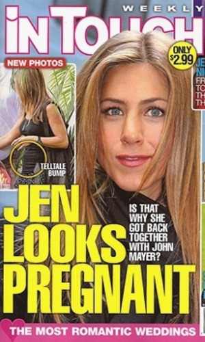 O tabloide National Enquirer noticiou nesta quarta-feira (30) que Jennifer Aniston está grávida de seu noivo Justin Theroux. O possível primeiro filho da atriz já foi noticiado por diversas revistas de incontáveis formas. Nesta galeria, veja quantas vezes os tabloides "engravidaram" Aniston