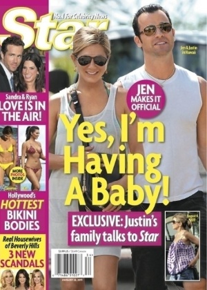 "Sim, eu vou ter um bebê" estampou a capa da "Star", que também contava com uma revelação exclusiva da família do namorado da atriz