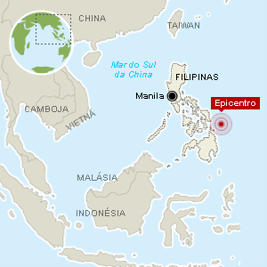 Mapa mostra local do epicentro do terremoto - Arte UOL