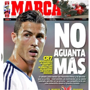 Capa do jornal Marca destaca problemas de Cristiano Ronaldo no Real Madrid (02/09/2012) - Reprodução