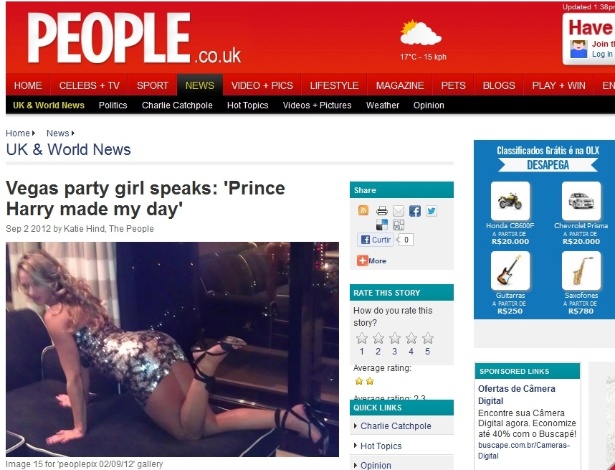 Site inglês publica foto de Carrie Reichert ­, mulher que diz ter participado de festa com o príncipe Harry em Las Vegas