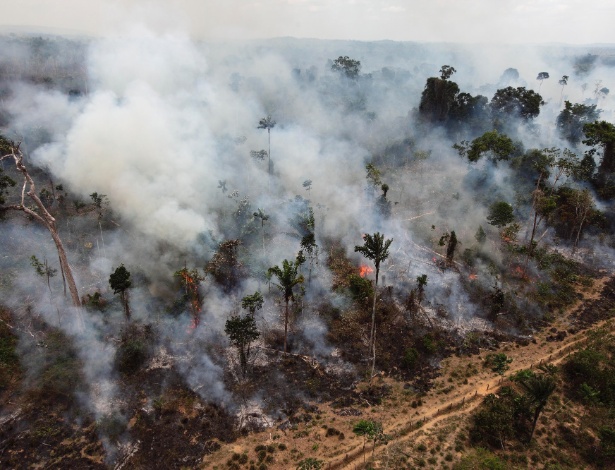 Queimada ilegal atinge parte da floresta amazônica, no Pará - Andre Penner/AP/15.set.2009