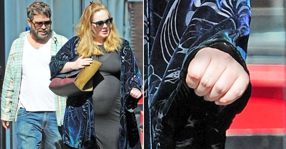 De vestido justo, Adele mostra barriga de grávida (4/9/12)