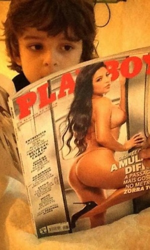 Ana Lima mostra foto do filho caçula lendo a "Playboy" (5/9/2012)