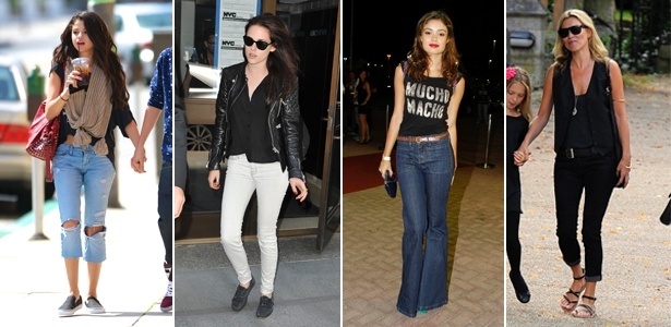 Selena Gomez, Kristen Stewart, Sophie Charlotte e Kate Moss usam jeans de diferentes maneiras - Brainpix/Agnews