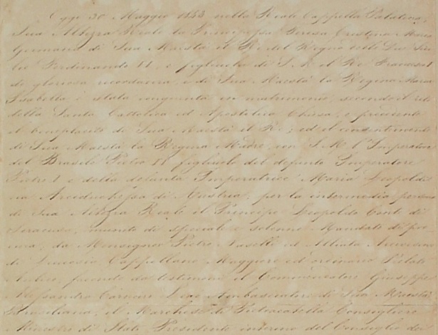 Contrato de casamento de dom Pedro 2º com a Imperatriz Dona Teresa Cristina, em exposição - Divulgação