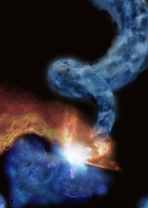 Formação de gás em espiral pode virar estrela - Keio University/ National Astronomical Observatory of Japan/Divulgação