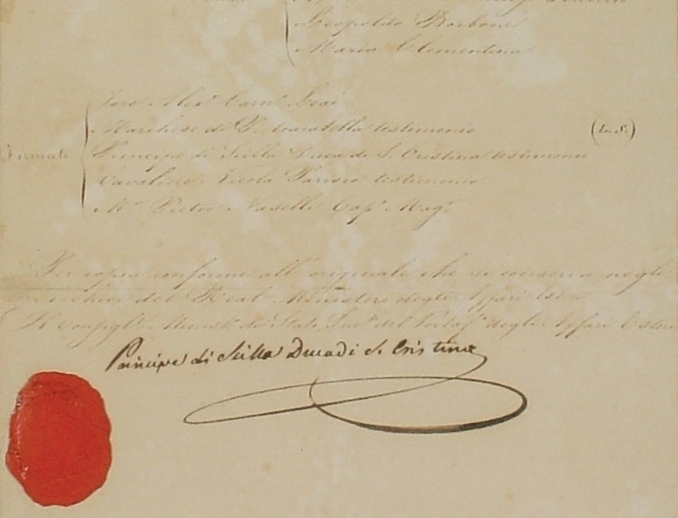 Verso do contrato de casamento de dom Pedro 2º com a Imperatriz Dona Teresa Cristina, em exposição - Divulgação