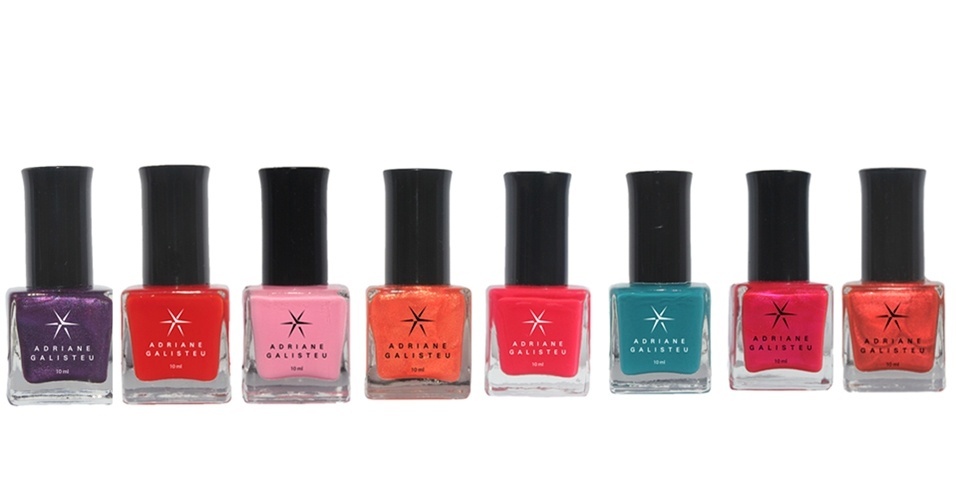 A nova coleção de esmaltes da apresentadora Adriane Galisteu em parceria com a Top Beauty foi apresentada na feira. Preço sugerido: R$ 4,50. SAC: (11) 4402-2552 - Divulgação