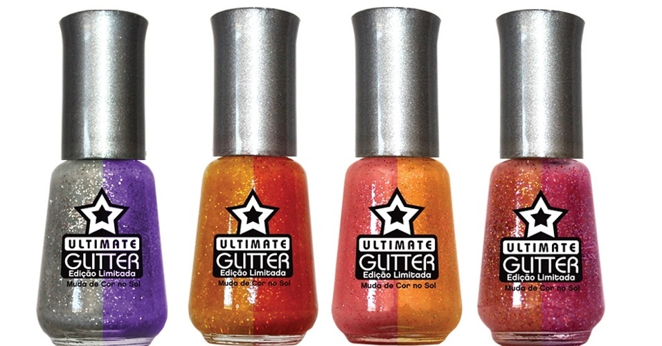 A Top Beauty investe em esmaltes que mudam de cor com a luz do sol, dessa vez, as novidades possuem glitter na fórmula. Preço sob consulta. SAC: (11) 4402-2552 - Divulgação