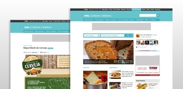 A nova editoria Comidas e Bebidas do UOL com visual repaginado e navegação mais fácil - Arte/UOL