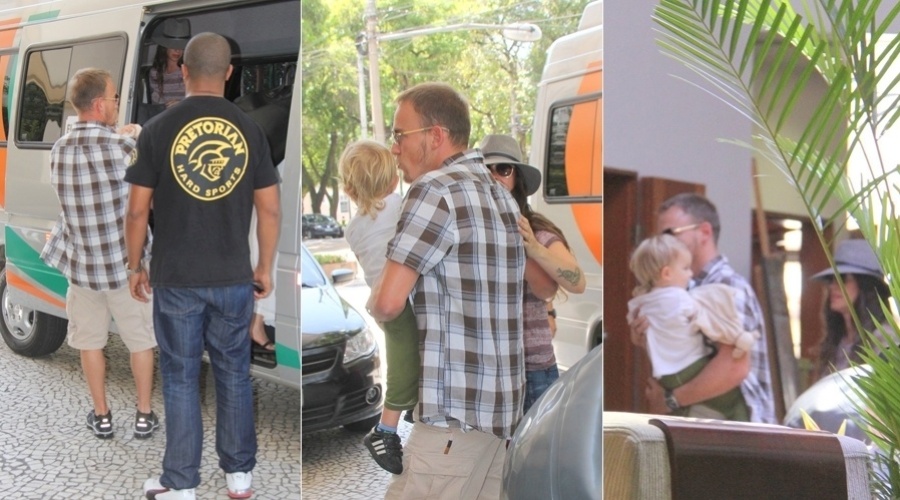 Alanis Morissette chegou ao hotel Hilton, em Belém do Pará (13/9/12). A cantora estava acompanhada do marido, Mario Treadway e do filho Ever