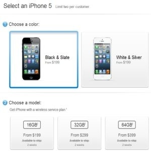 Aviso na loja online diz que iPhone 5 está indisponível - Reprodução