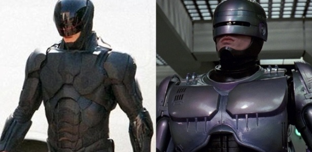 Duas versões do personagem Robocop, a da esquerda, de José Padilha e a da direita, original - Fotomontagem/UOL