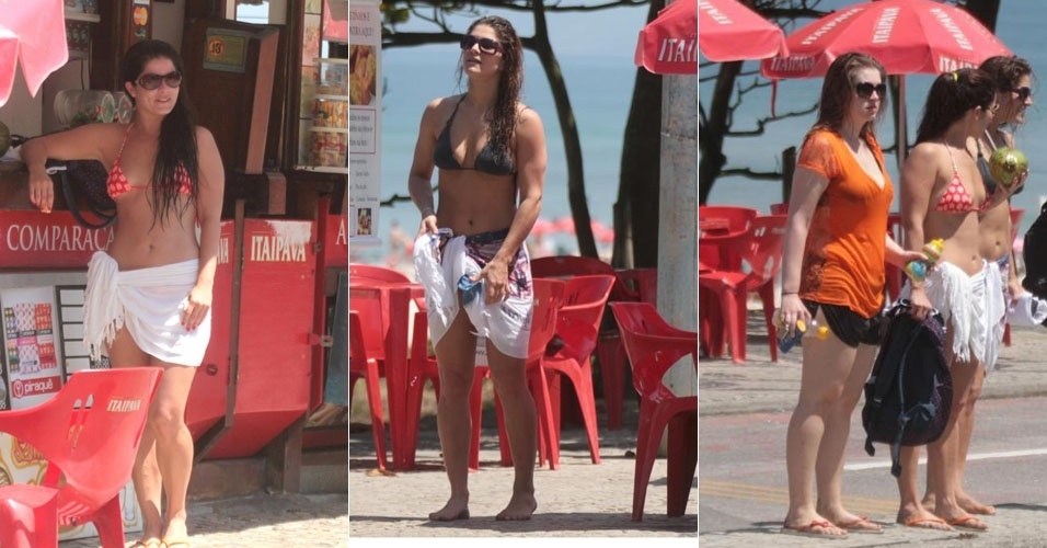 As atrizes Samara Felippo, Priscila Fantin e Carolinie Figueiredo na praia da Barra, no Rio de Janeiro (19/9/12)
