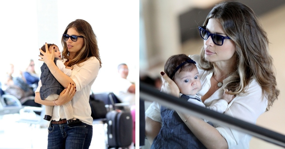 Grazi Massafera embarca com a filha Sofia no Aeroporto Santos Dumont, no Rio de Janeiro (19/9/12)