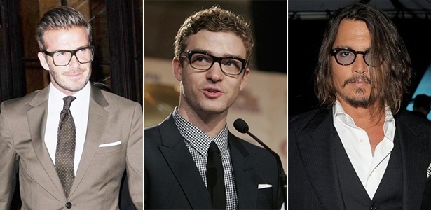 Celebridades como o jogador David Beckham, o cantor Justin Timberlake e o ator Johnny Depp mostram que usar óculos de grau pode ser um item essencial para seu estilo - Brainpix/Reuters/Getty Images