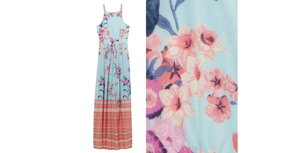 Longo com barrado em estampa diferente; R$ 391, na Antix (www.amoantix.com). Preço pesquisado em setembro de 2012 e sujeito a alterações - Divulgação