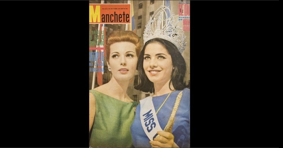 1963 - A revista "Manchete" traz na capa a primeira brasileira a conquistar o concurso mundial Miss Universo, Ieda Maria Vargas