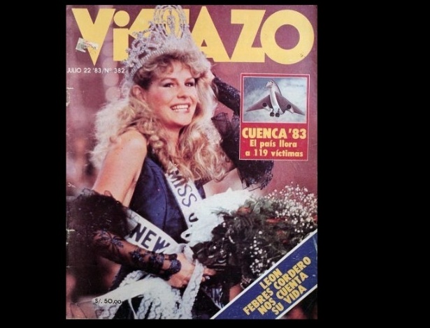 1983 - Mídia global: "Vistazo" traz a Miss Universo 1983, Lorraine Downes, nascida na Nova Zelândia