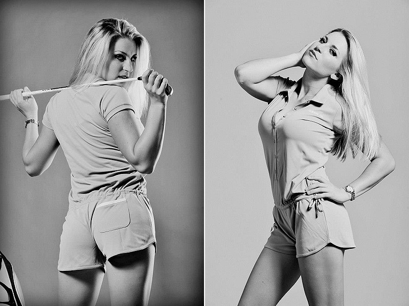 Meghan Hardin, nova musa do golfe, posa para fotos em seu site oficial - Divulgação