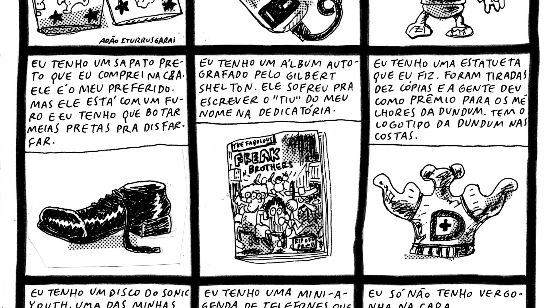 Quadrinho do cartunista Adão Iturrusgarai mostra as coisas que ele têm na vida - Divulgação 