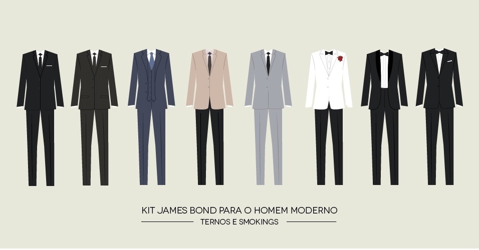Ilustração com os trajes de gala do agente 007 - Niege Borges/UOL