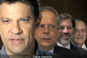 Reprodução do vídeo contra Fernando Haddad (PT) veiculado na TV pela campanha de José Serra (PSDB)