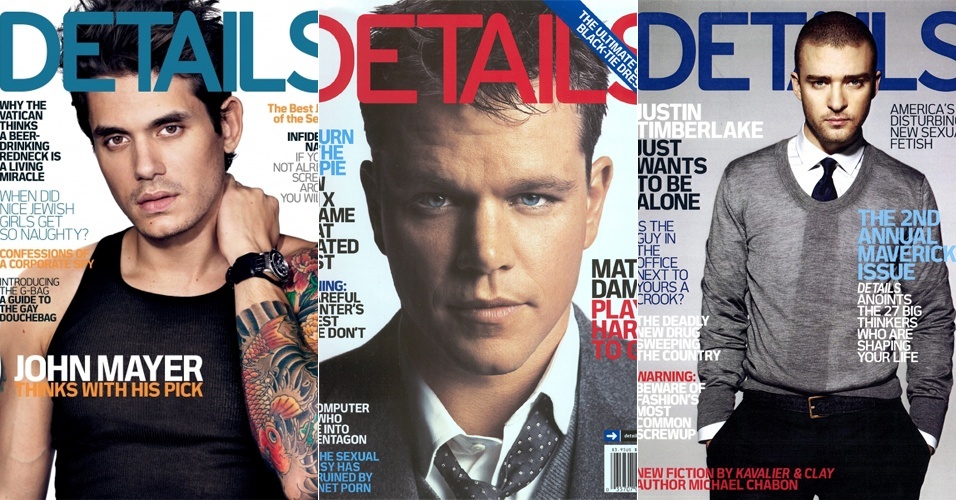 DETAILS (Condé Nast) foi fundada em 1982 nos Estados Unidos, voltada para moda e estilo de vida, mas abordando também política e questões sociais. Destinada para o público A, tem como diferencial as matérias com as últimas tendências da moda masculina, a seção com Regras de Estilo, que tem dicas de estilistas ou ícones da moda, e outra de beleza. Tem que ser um pouco moderno para gostar do conteúdo - Divulgação