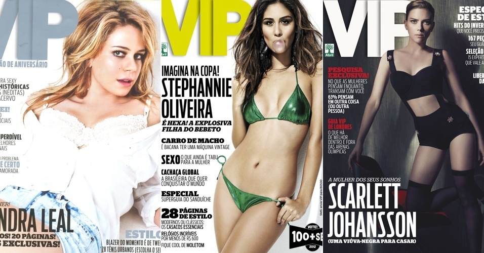 VIP (Editora Abril) foi criada em 1981 e seu carro chefe é uma celebridade feminina em fotos de nudez parcial, além das matérias sobre sexo, cultura e entretenimento, com visão humorada e despretensiosa. Na parte de estilo, há os editoriais de moda, guia de compras e dicas. Outro destaque é o Guia VIP de Estilo, publicado anualmente com dicas ilustradas sobre as principais peças do guarda-roupa masculino e como combiná-las. O público alvo é jovem, entre 18 e 34 anos - Divulgação