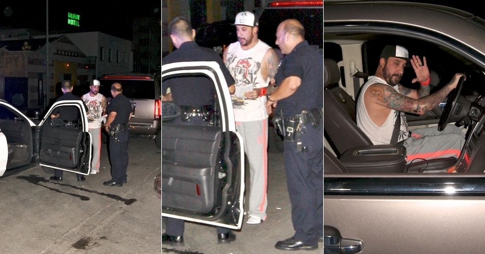 AJ McLean, membro dos Backstreet Boys, é abordado pela polícia de Los Angeles por ter irregularidades na placa de seu carro (2/10/12)