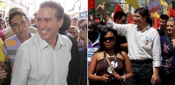 Os candidatos Jonas Donizette (à esquerda) e Marcio Pochmann durante atos de campanha
