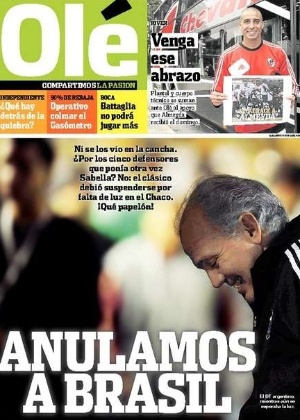 Capa do Olé ironiza falta de energia no Superclássico Brasil X Argentina