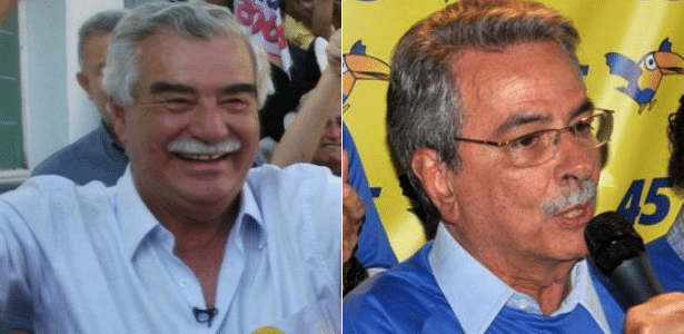 Os candidatos Renato Amary (à esquerda) e Antonio Carlos Pannunzio durante atos de campanha
