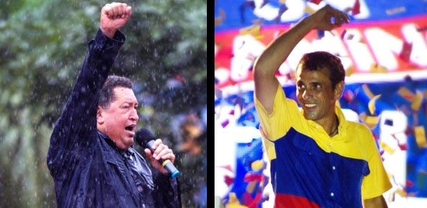 O presidente da Venezuela, Hugo Chávez, e o candidato da oposição, Henrique Capriles, se enfrentam nas urnas neste domingo (7) - UOL 
