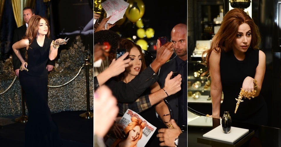 Lady Gaga lança perfume na famosa loja de departamentos, Harrods, em Londres (7/10/12)